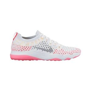 Women’s Nike Zoom Fearless Flyknit Running Shoes White and Neon Pink Size 10